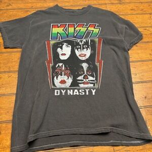 KISS Dynasty Band T Shirt Gray Short Sleeve Graphic Tee Size S The‎ Vinyl Icons